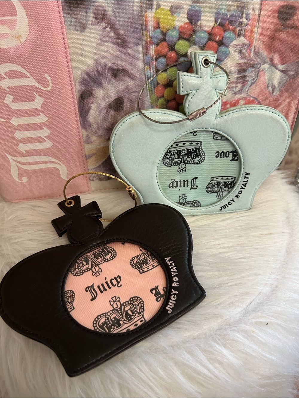 Rare Vintage Juicy Couture Set Of 2 Crown Shaped Scottie Dog Luggage Tags - Picture 2 of 11